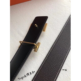 Hermes replica Dark Brown Slim H Buckle Leather Belt