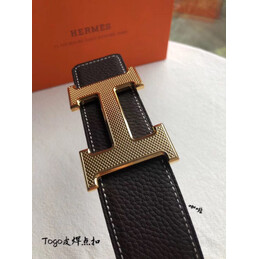 Hermes replica Dark Brown Slim H Buckle Leather Belt