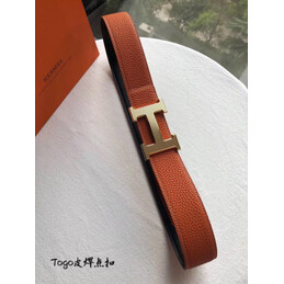Hermes replica Orange Slim H Buckle Leather Belt