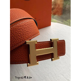 Hermes replica Orange Slim H Buckle Leather Belt