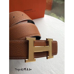 Hermes replica Orange Slim H Buckle Leather Belt