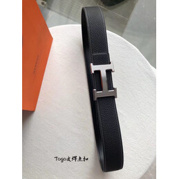 Hermes replica Black Slim Black H Buckle Leather Belt