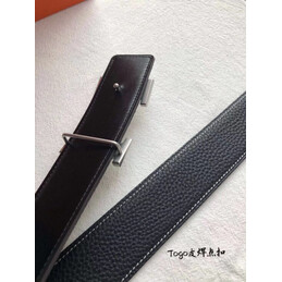 Hermes replica Black Slim Black H Buckle Leather Belt
