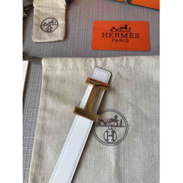 Hermes replica White and Brown Reversible H Buckle Leather Belt