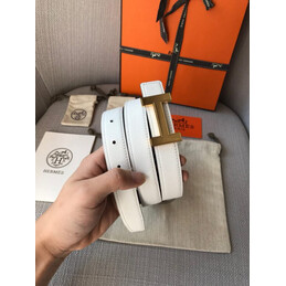 Hermes replica White and Brown Reversible H Buckle Leather Belt