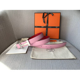 Hermes replica Pink and Brown Reversible H Buckle Leather Belt
