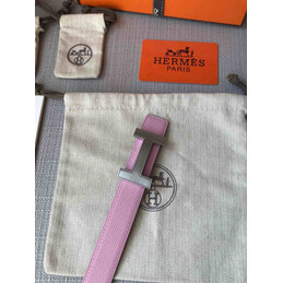 Hermes replica Pink and Brown Reversible H Buckle Leather Belt