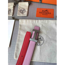 Hermes replica Pink and Brown Reversible H Buckle Leather Belt