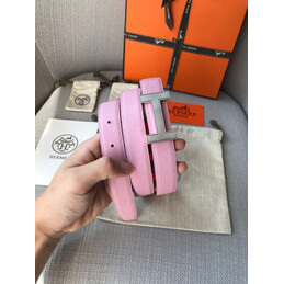 Hermes replica Pink and Brown Reversible H Buckle Leather Belt