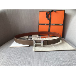 Hermes replica Brown and White Reversible H Buckle Leather Belt