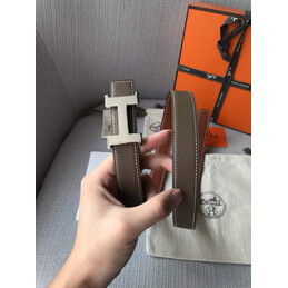 Hermes replica Brown and White Reversible H Buckle Leather Belt