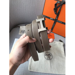 Hermes replica Brown and White Reversible H Buckle Leather Belt