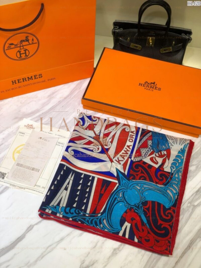 Replica Hermes Blue Graphic 90cm Silk Scarf