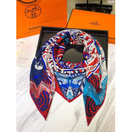 Replica Hermes Blue Graphic 90cm Silk Scarf