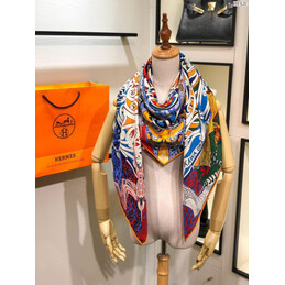 Replica Hermes Navy Multicolor Graphic 90cm Silk Scarf