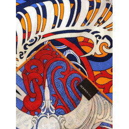 Replica Hermes Navy Multicolor Graphic 90cm Silk Scarf