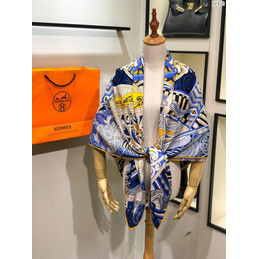 Replica Hermes Blue Gold Graphic 90cm Silk Scarf