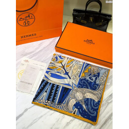 Replica Hermes Blue Gold Graphic 90cm Silk Scarf