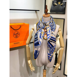 Replica Hermes Blue Gold Graphic 90cm Silk Scarf