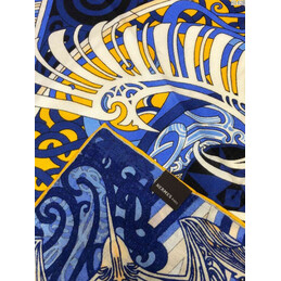 Replica Hermes Blue Gold Graphic 90cm Silk Scarf