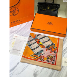 Replica Hermes Orange Multicolor Graphic 90cm Silk Scarf