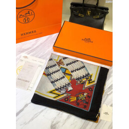 Replica Hermes Ivory Multicolor Graphic 90cm Silk Scarf