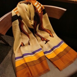 Replica Hermes Camel Horse Print 90cm Silk Scarf