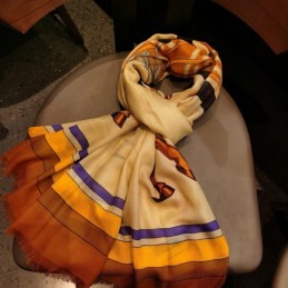 Replica Hermes Camel Horse Print 90cm Silk Scarf