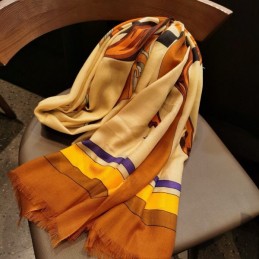 Replica Hermes Camel Horse Print 90cm Silk Scarf