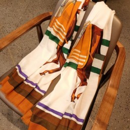 Replica Hermes Brown Horse Print 90cm Silk Scarf