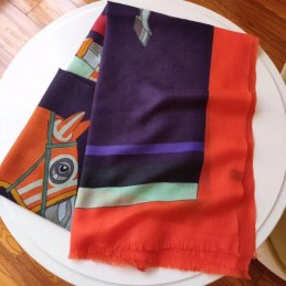 Replica Hermes Purple Colorblock 90cm Silk Scarf