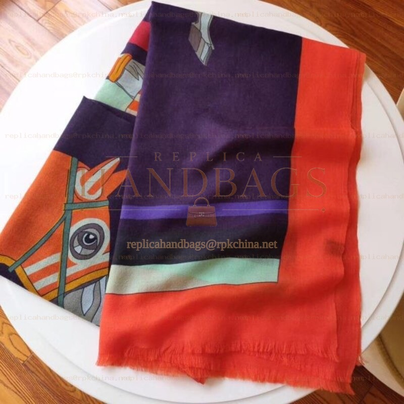 Replica Hermes Purple Colorblock 90cm Silk Scarf