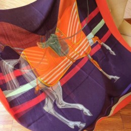 Replica Hermes Purple Colorblock 90cm Silk Scarf