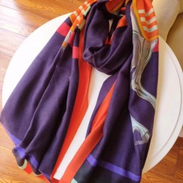 Replica Hermes Purple Colorblock 90cm Silk Scarf