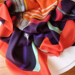 Replica Hermes Purple Colorblock 90cm Silk Scarf