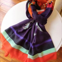 Replica Hermes Purple Colorblock 90cm Silk Scarf