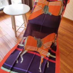 Replica Hermes Purple Colorblock 90cm Silk Scarf