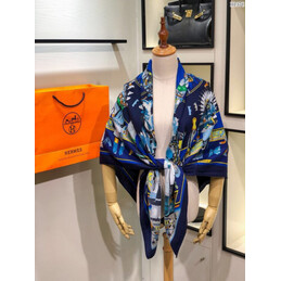 Replica Hermes Blue Chain Print 90cm Silk Scarf