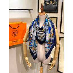 Replica Hermes Blue Chain Print 90cm Silk Scarf