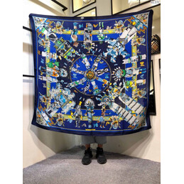 Replica Hermes Blue Chain Print 90cm Silk Scarf