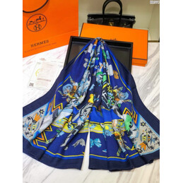 Replica Hermes Blue Chain Print 90cm Silk Scarf