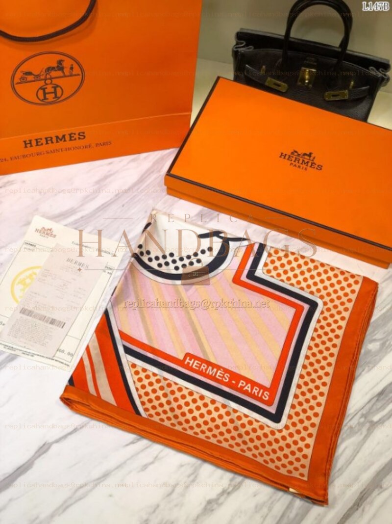 Replica Hermes Orange Pegasus Print 90cm Silk Scarf