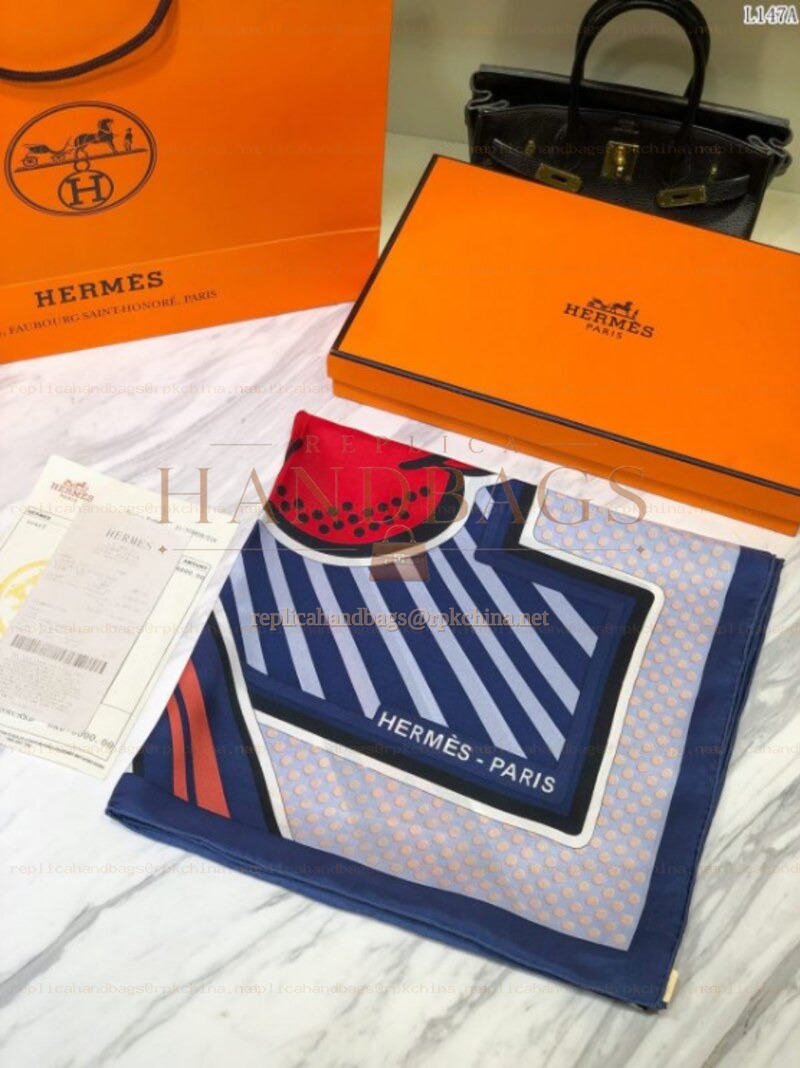 Replica Hermes Navy Pegasus Print 90cm Silk Scarf