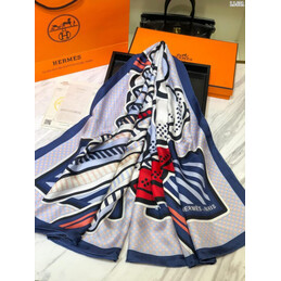 Replica Hermes Navy Pegasus Print 90cm Silk Scarf