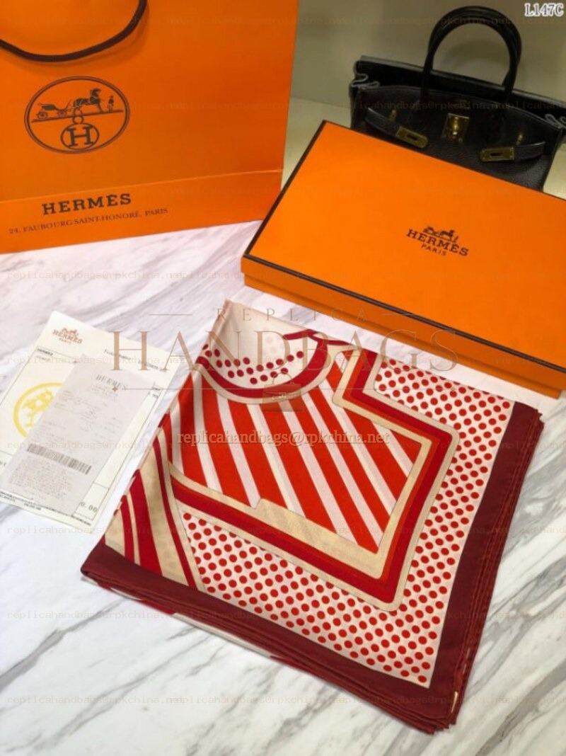 Replica Hermes Red Pegasus Print 90cm Silk Scarf
