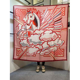 Replica Hermes Red Pegasus Print 90cm Silk Scarf