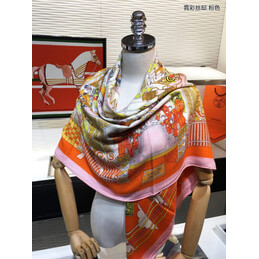 Replica Hermes Pink Orange Floral 90cm Silk Scarf