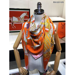 Replica Hermes Pink Orange Floral 90cm Silk Scarf
