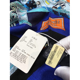 Replica Hermes Blue Orange Floral 90cm Silk Scarf
