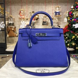 Replica Hermes Royal Blue Kelly 28 Palladium Hardware Bag